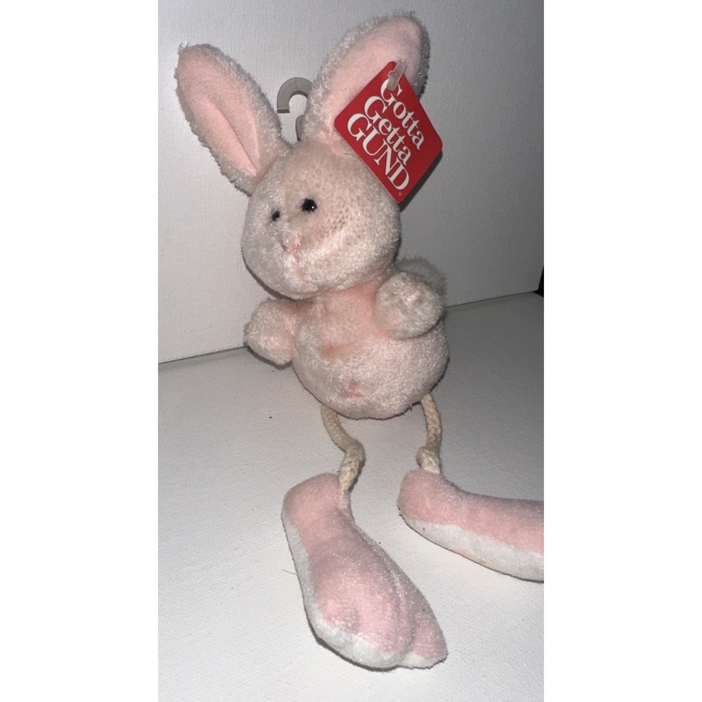 Vtg Gund String Bean Bunny Plush Toy 3609 11" Rabbit Plush Stuffed Animal Tag